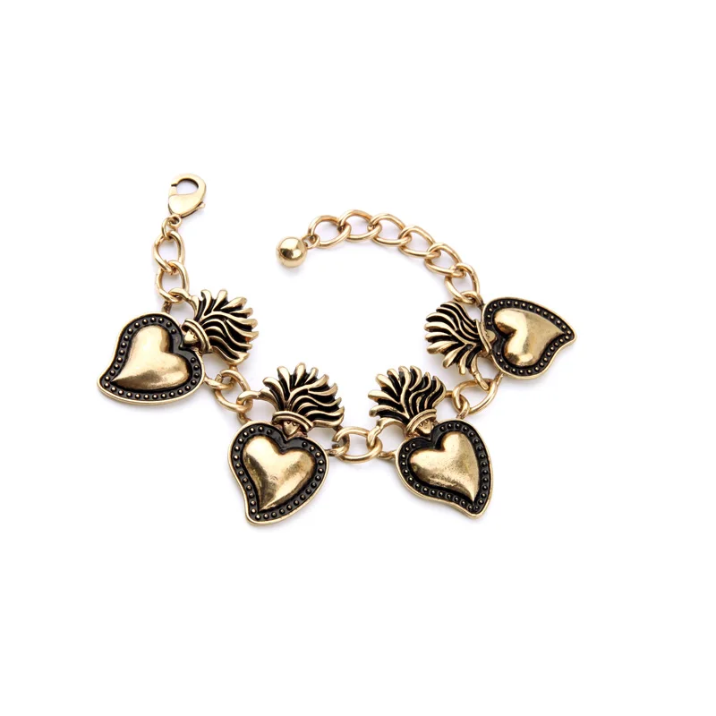 Египетский стиль этнический браслет женский ретро с сердечками золотой цвет