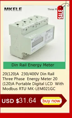 5(100) а 3*230/400 В небольшой многофазный MK-LEM022SJ мини din-рейка электронный счетчик энергии