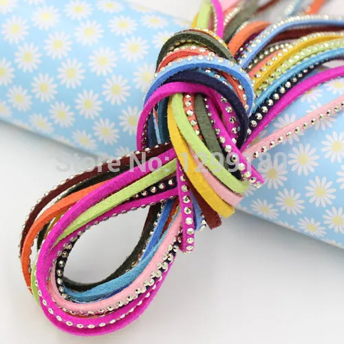 Модный плоский корейский бархатный шнур 3 мм со стразами для ожерелья аксессуары