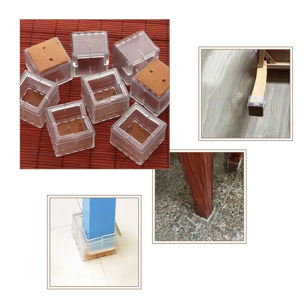 Chair Leg Floor Protectors 8pcs Transparent Clear Silicone Table Furniture Feet Tips Covers Caps Felt Pads | Электроника