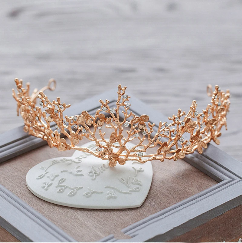 HIMSTORY барокко Корона Золотые листья Tairas Стрекоза свадебные аксессуары для волос