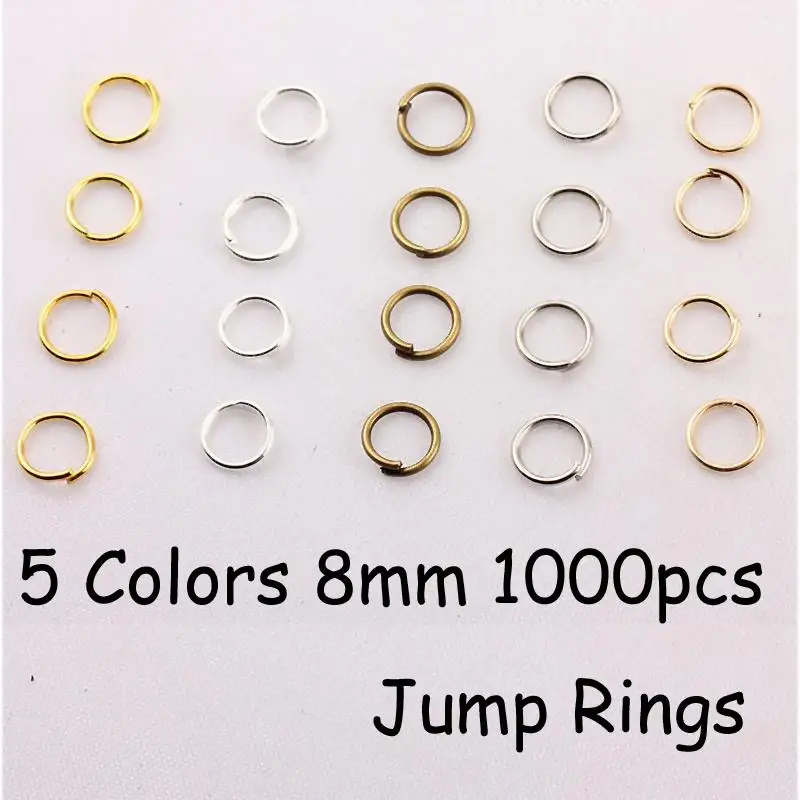 

YAGE 8*0.7mm 1000pcs 5 Colors Iron Jump rings,Gold,Rhodium,Bronze Jewelry Findings for jewelry making