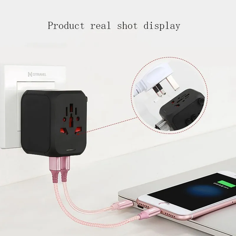 Дорожный адаптер Международный универсальный питания все в одном с 3.4A 4 USB по