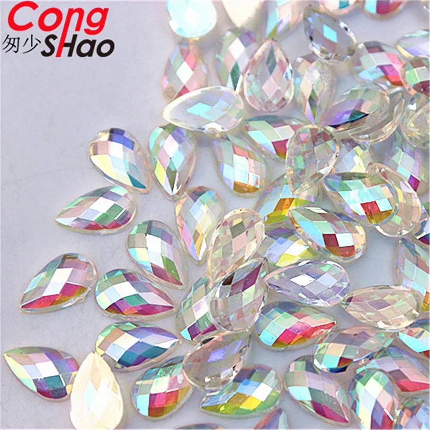 Прозрачные Акриловые стразы Cong Shao 500 шт. 6*10 мм прозрачные AB с плоской задней