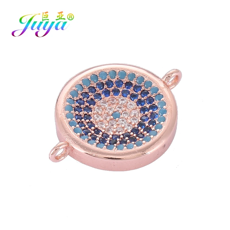 Rose Gold Juya DIY Красочные Кристаллы Классические Ювелирные компоненты греческий сглаза талисманы Разъем аксессуары для женщин мужчин Изготовление ювелирных изделий - Цвет: Rose Gold