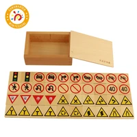 baby toy montessori wooden traffic sign domino building blocks children early educational