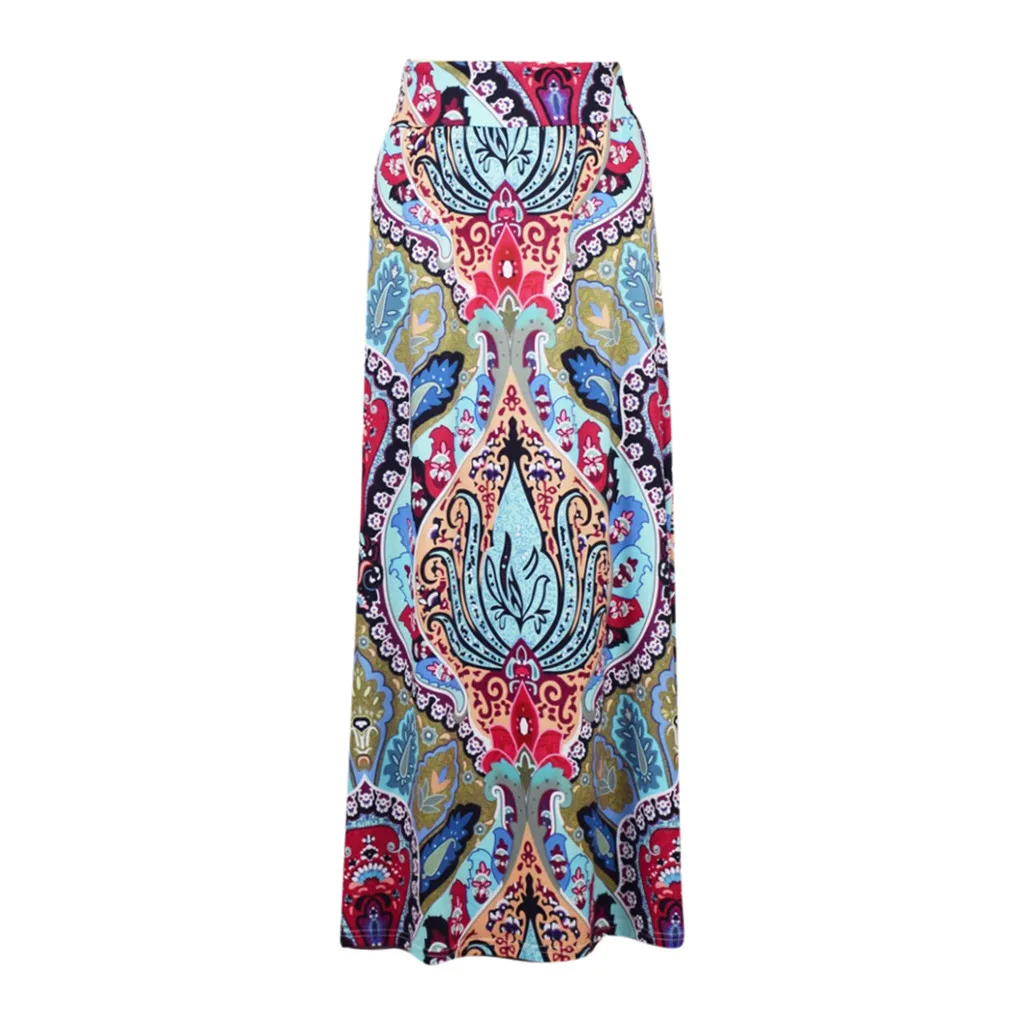 Женская Повседневная Длинная юбка в полоску с цветочным принтом богемные