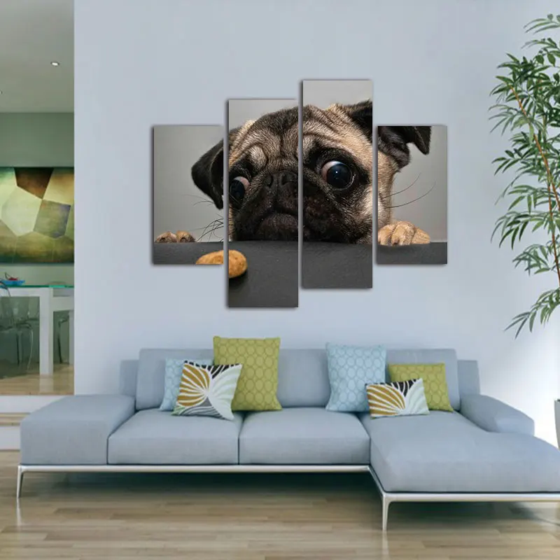 BANMU картина с животным настенная живопись холст рисунок Crazy мопс печать на холсте