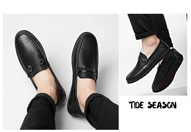 new fashion men's shoes casual genuine leather loafers male brown black slip on shoe man comfortable driving shoes for men