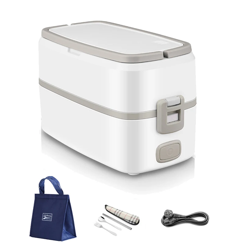 Gray - Bag Set 2 вкладыш Нержавеющая сталь электрическое отопление Bento Коробки для обедов, герметичная кружка термос Еда нагревателя теплее контейнер 220V умный дом риса Плита - Цвет: Gray - Bag Set