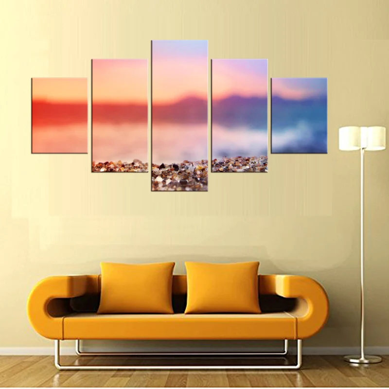 5 шт. закат The Rocks пляж морской пейзаж домашний Настенный декор холст картина