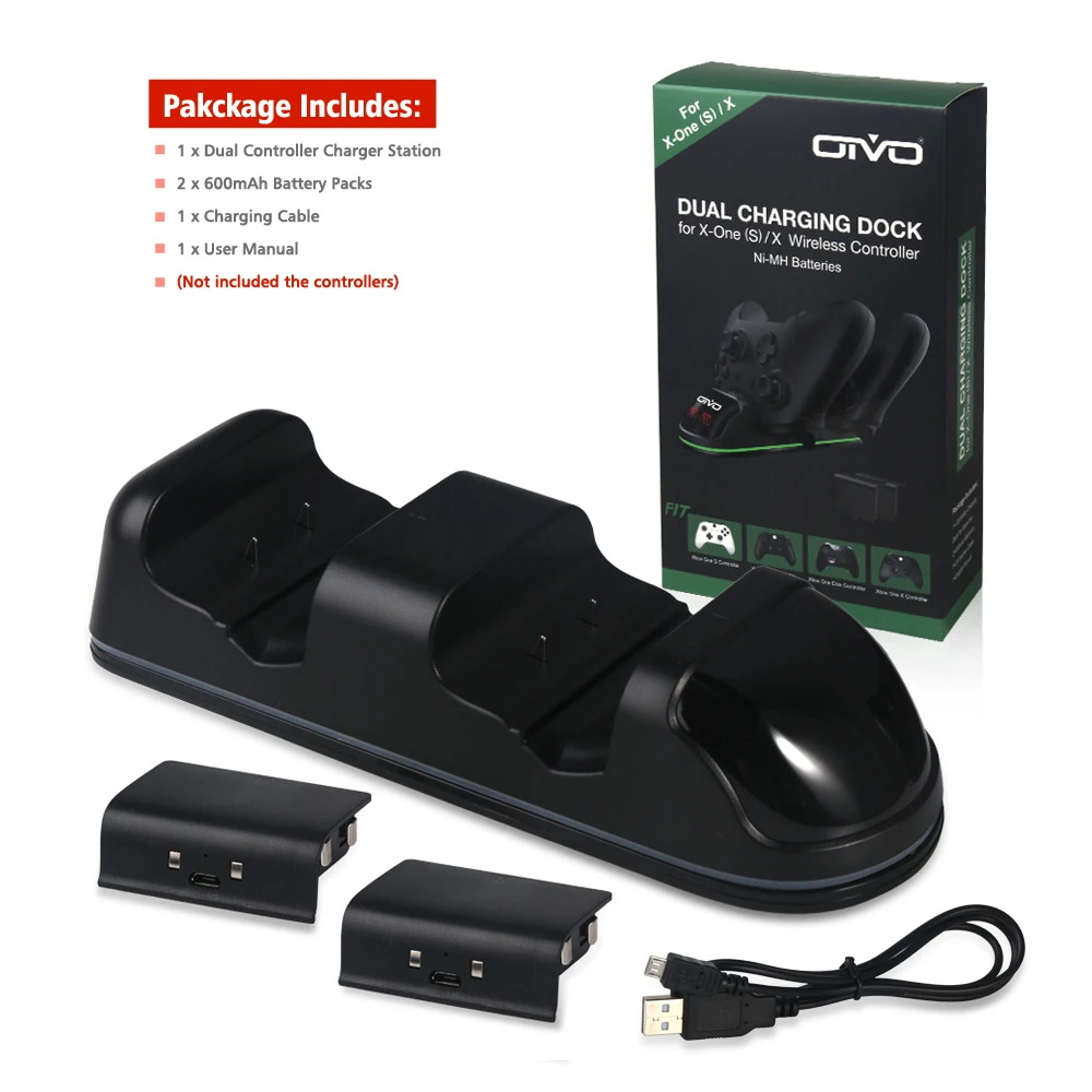 OIVO двойной контроллер зарядное устройство для Xbox One/One S/One X состояние зарядки дисплей экран станция Док-станция 2 перезаряжаемый аккумулятор