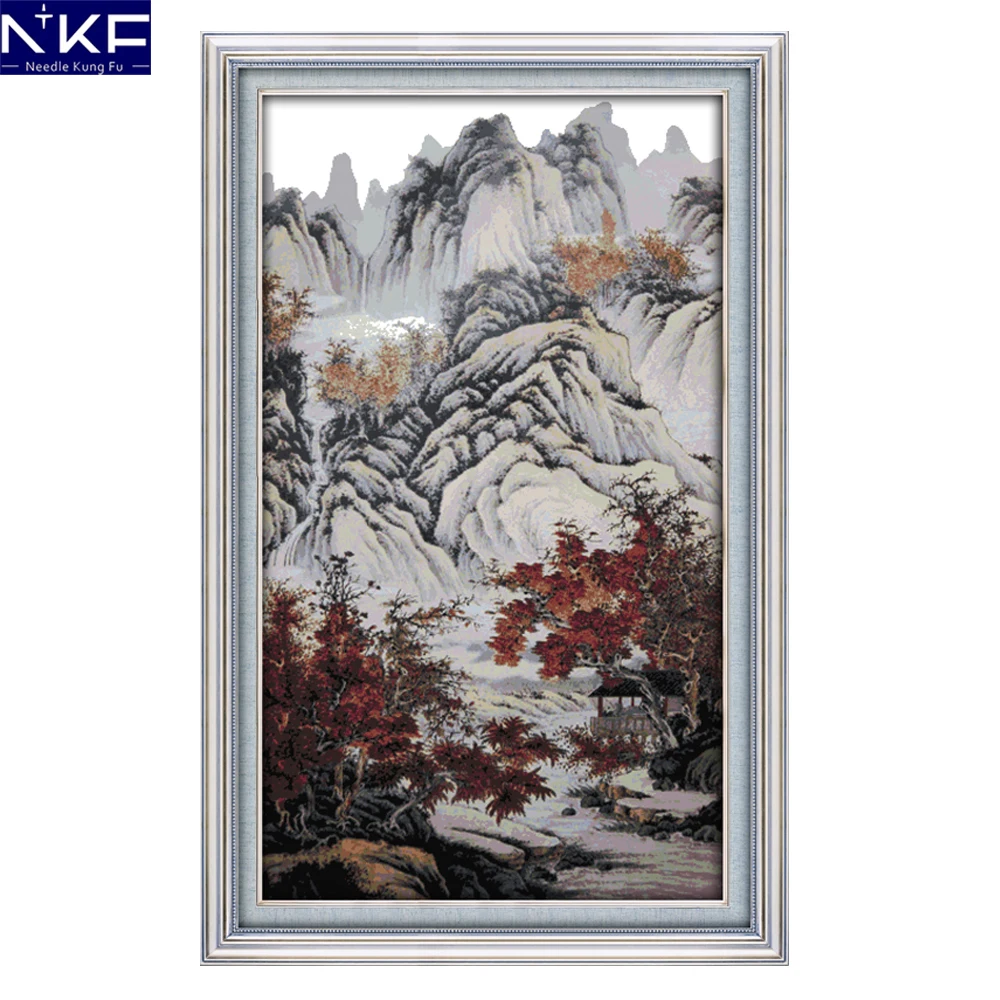 Набор для вышивки крестиком NKF осенние горы и Красные Деревья|cross stitch kits|tree cross