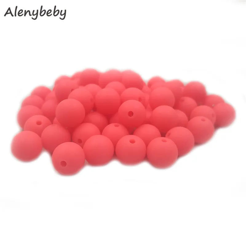 Shocking pink 100 шт Силиконовые Круглые бусины 12 мм экологически чистый сенсорный детский аксессуар для прорезывания зубов пищевой мамы кормящих DIY Ювелирные изделия Детские трофеи - Цвет: Shocking pink
