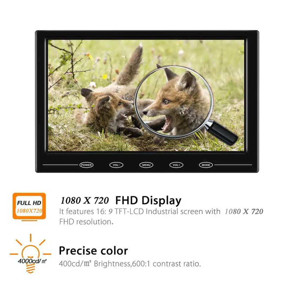 9 &quotHD TFT lcd цветной 1080x720 HDMI монитор портативный мини видео экран Поддержка VGA BNC AV