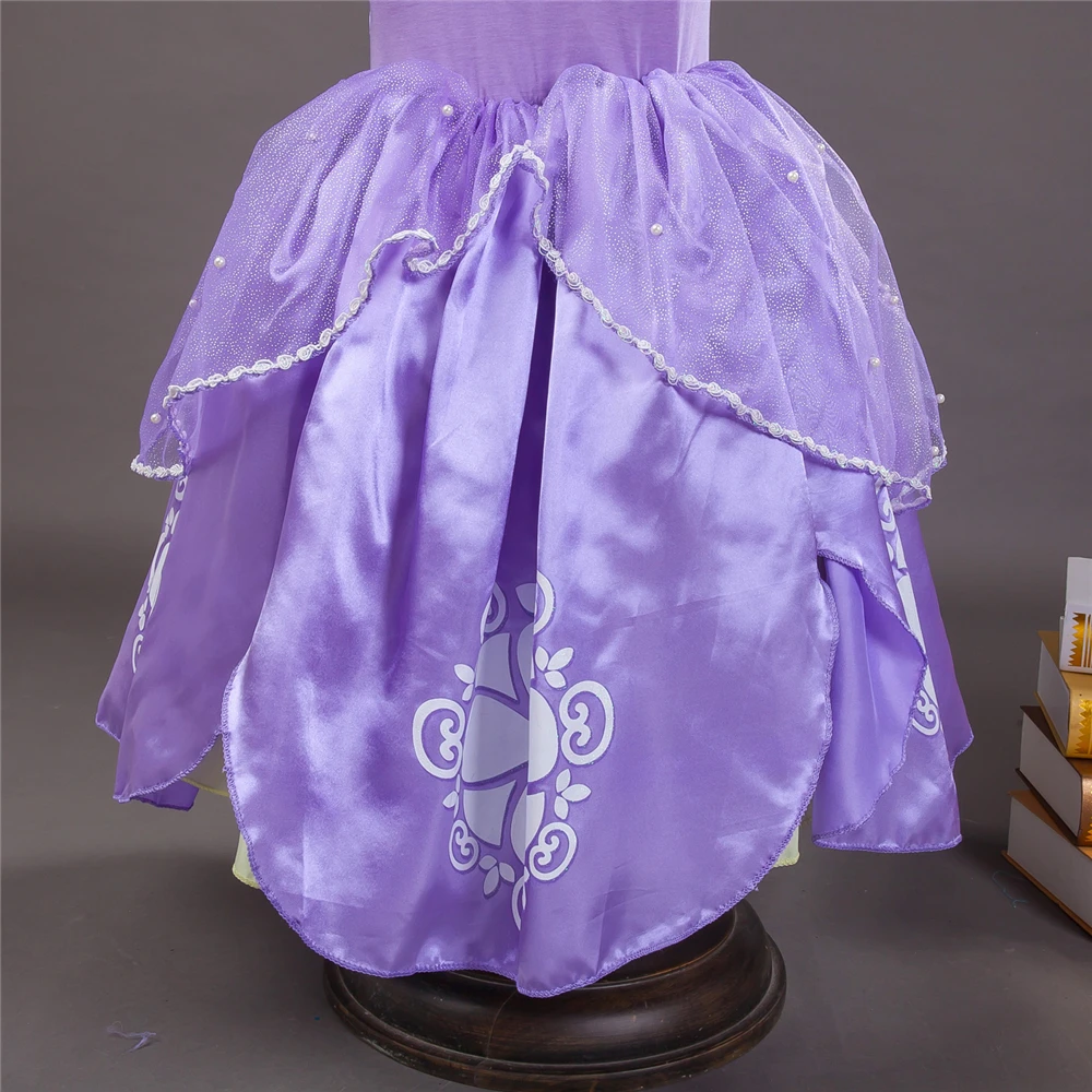 Детский костюм на Хэллоуин София Рапунцель фиолетовое Цветочное платье