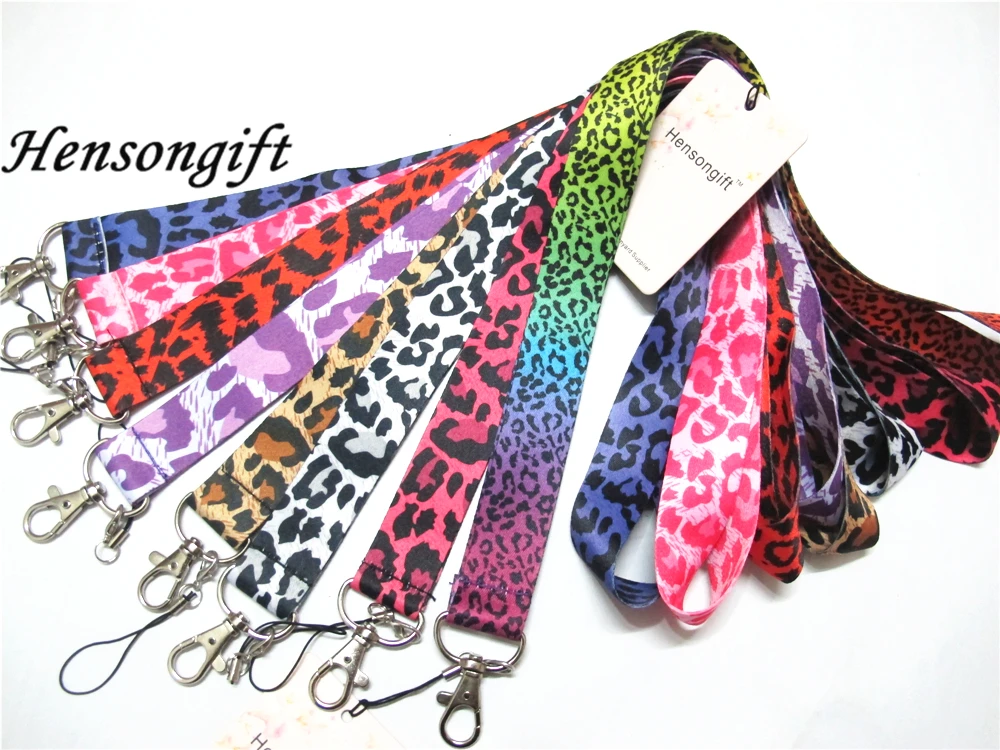 Hensongift 1 шт. коричневый/розовый/черный/белый леопардовый ремешок для ключей с