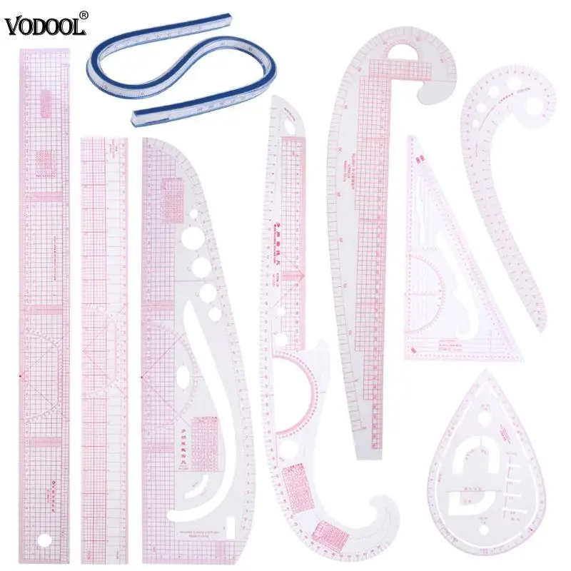 

9PCS/SET New Cute Kawaii Study Time Color Folding Ruler Multifunction DIY Drawing Rulers For Kids Students Office School Station