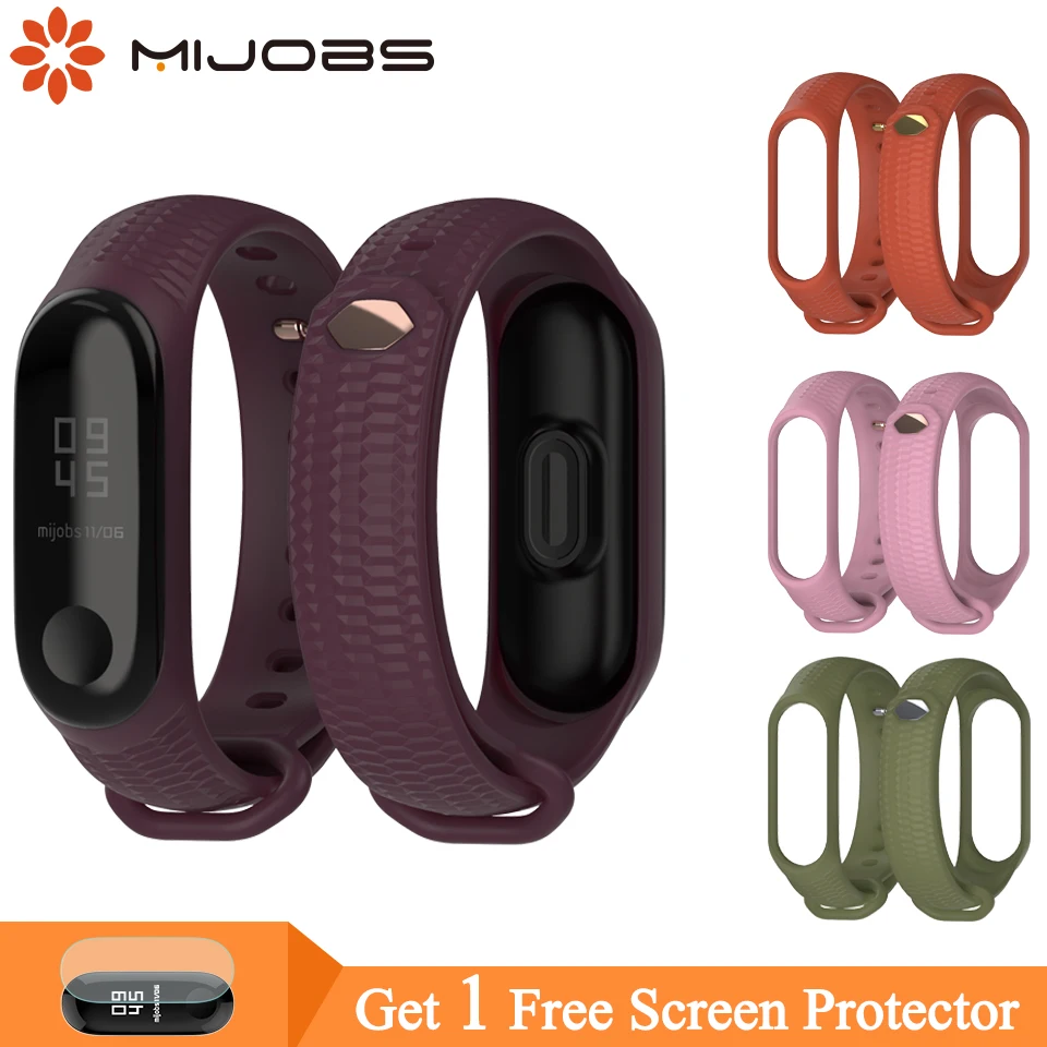 Mi jobs mi Band 3 ремешок силиконовый ремешок для Xiaomi mi Band 4 3 аксессуары браслет mi band 3 умные браслеты mi band 4 ремешок