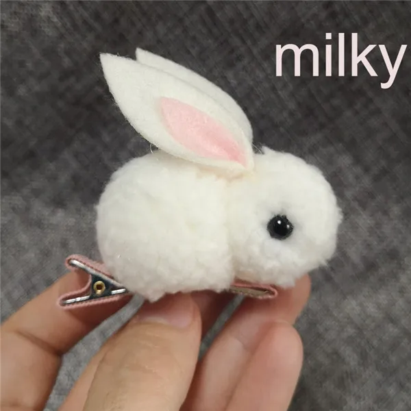 Милые плюшевые Pom Rabbit детские заколки для волос для девочек с Ленточные заколки для волос головной убор заколки для волос аксессуары для волос Головные уборы - Цвет: Белый