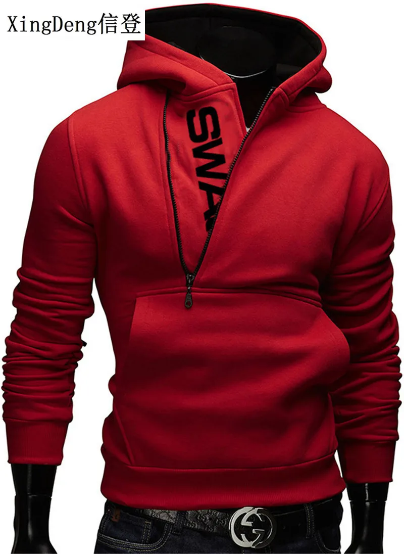 

XingDeng Long Sleeve Hoodie Sweatshirt Slim Hooded Jacket Letter Printed fashion Hoodies Men Sportswear Size 6xl top Coat