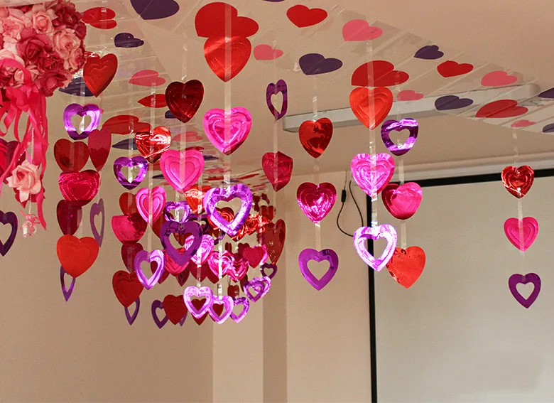 3 м Длинная гирлянда с блестками сердце потолочная День Святого Валентина