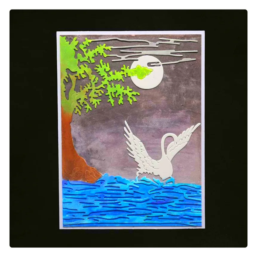 Лебедь деревья вырезать Скрапбукинг металлические вырезанные штампы для