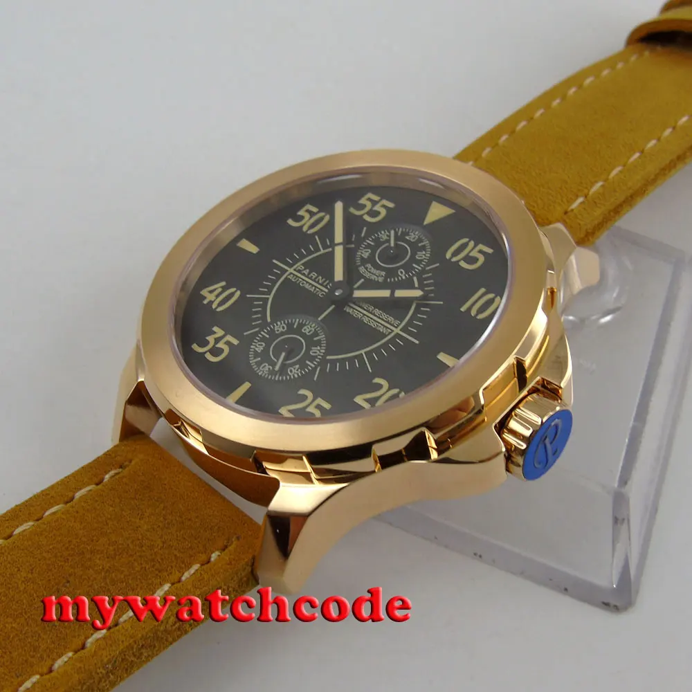 Автоматические Мужские часы с черным циферблатом и сапфировым стеклом ST2542 44