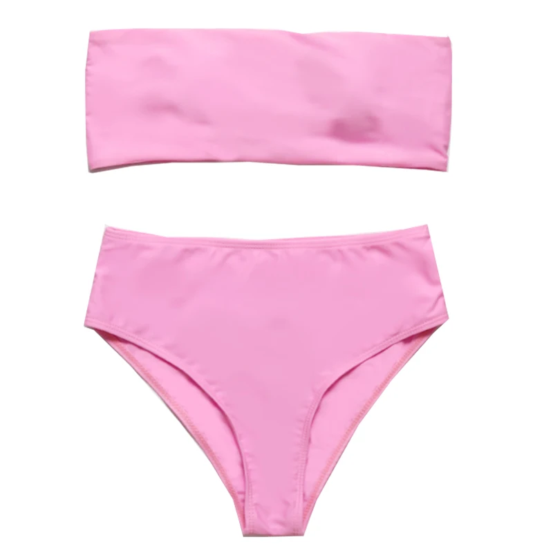 Pink MSSNNG повязка купальник бикини женский купальник с высокой талией бикини набор купальный костюм пуш-ап Maillot De Bain Femme пляжная одежда - Цвет: Pink