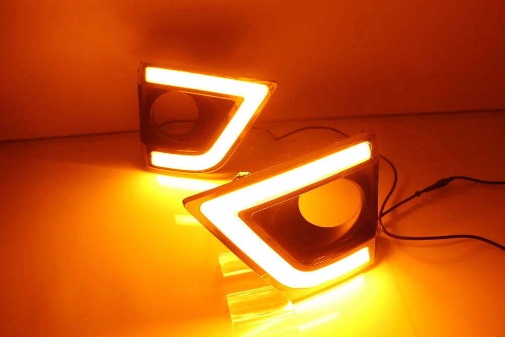 LED Auto DRL Daylight Car Daytime Running Lights White Fog Head Lamp Cover For Toyota Corolla 2014 2015 2016 Yellow Signal | Освещение