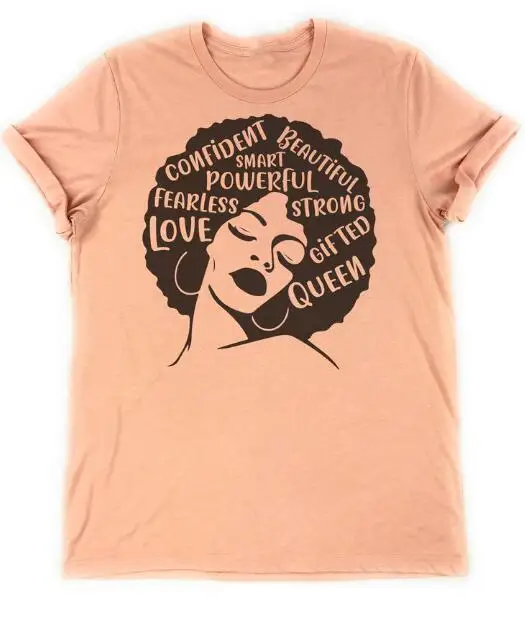 peach tee black text Мощная афро-женская футболка хипстер стильная повседневная мощная афро-Женская гранж графическая футболка Летняя оливковая/персиковая одежда художественные футболки - Цвет: peach tee black text