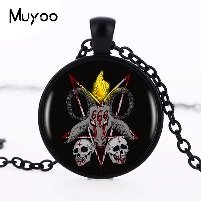 Ожерелье с кулоном Baphomet черное винтажное ожерелье ручной работы кабоoch HZ1 2017|necklace