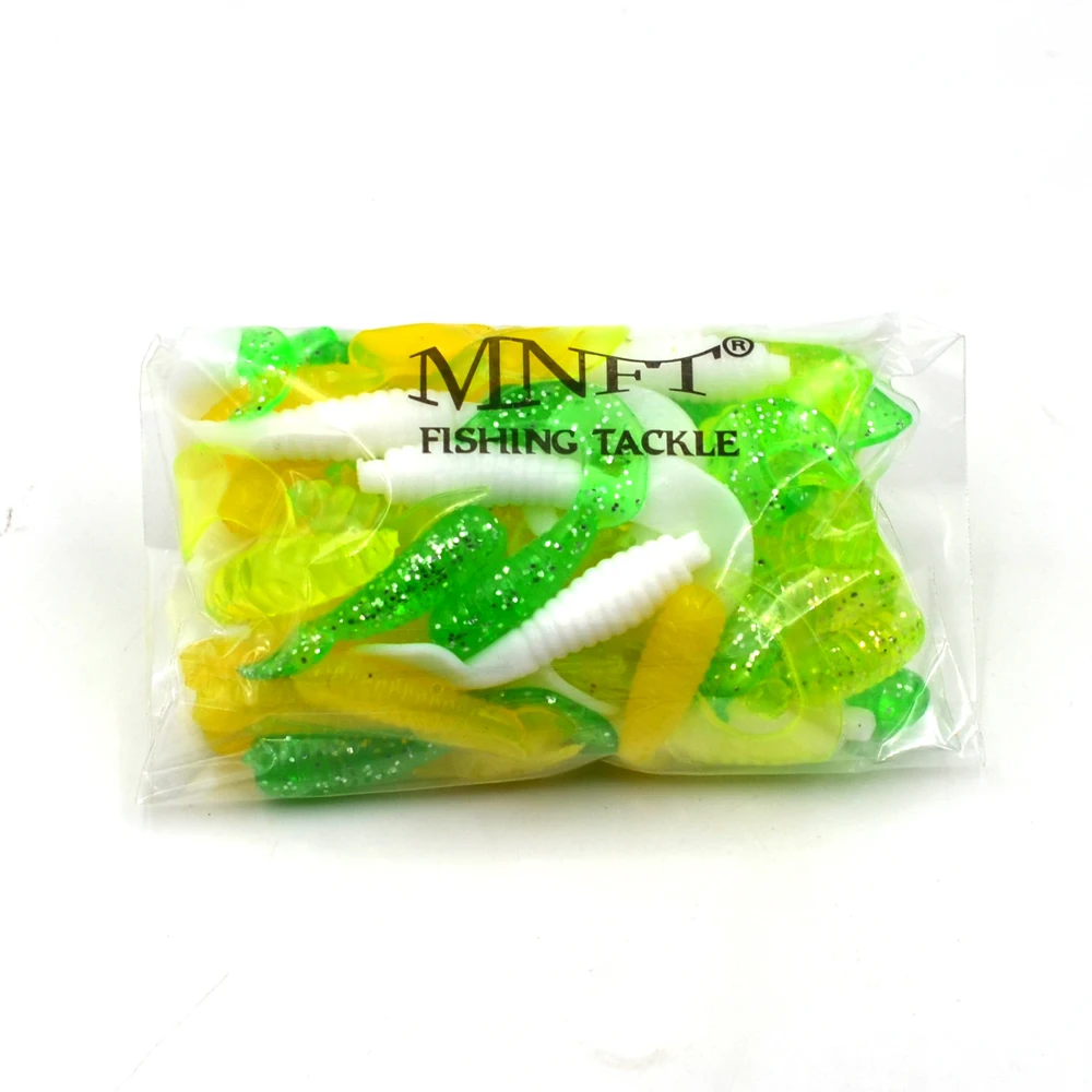 

MNFT 10Pcs Grub Worm Soft Plastic Lure Fish One-tailed Soft Baits Saltwater Freshwater Trout Bass Fishing Size 3.5cm 3cm