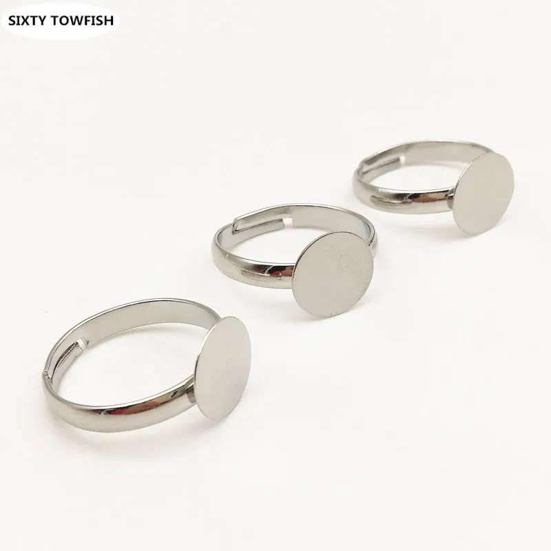 

SIXTY TOWFISH 200 Pieces 6mm 8mm 10mm Tray Brass Ring Settings White K Color Rings Cameo Base Settings
