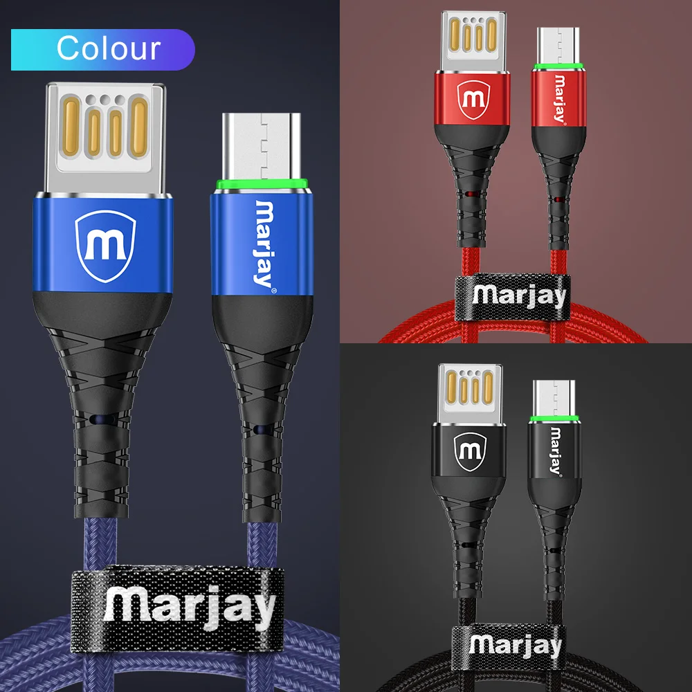 Marjay Micro USB кабель для huawei Honor 8X Быстрая зарядка Micro USB кабель для Xiaomi Redmi 7 двухсторонний кабель для samsung