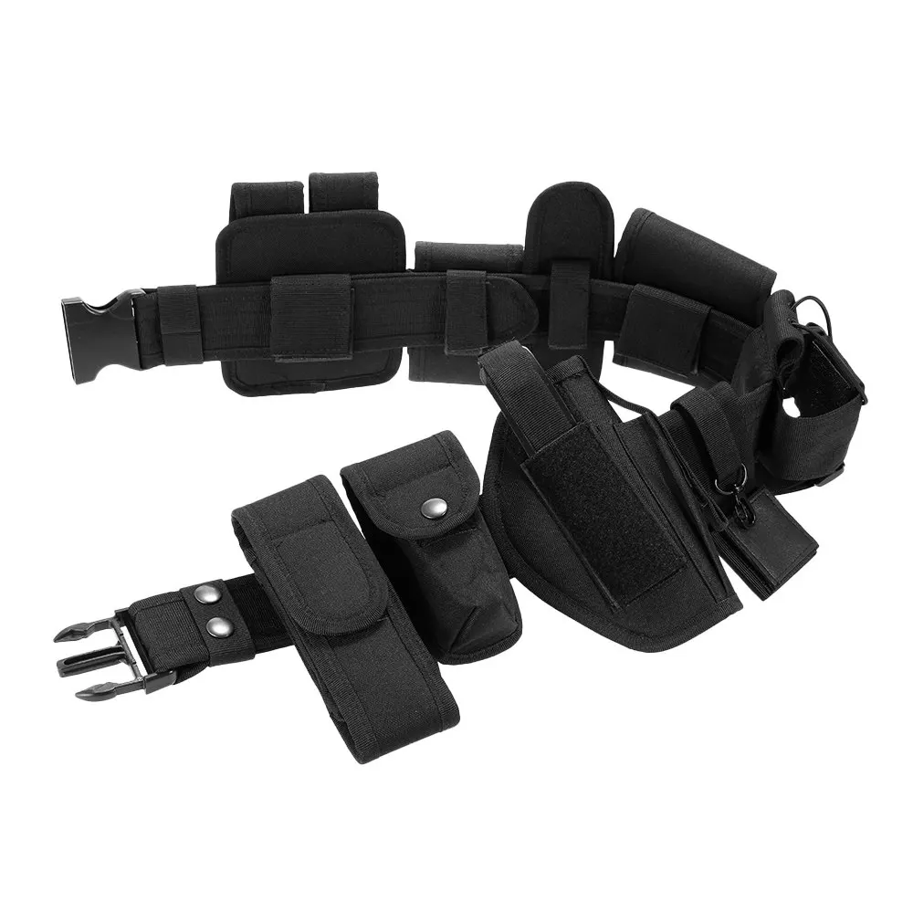 

Tactical Police Security Guard Equipment Duty Utility Kit Belt with Pouches System Holster Outdoor Training Black