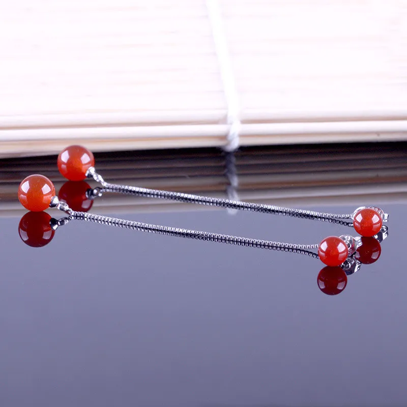 SexeMara Silver Black Red Earrings Ladies Temperament Long Section Of High-Quality Jewelry Manufacturers Wholesale | Украшения и