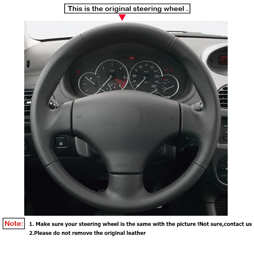 LQTENLEO черный натуральная кожа замша DIY Автомобильный руль Крышка для peugeot 206 1998-2005 206 SW 2003-206 2004 CC 2005 2005