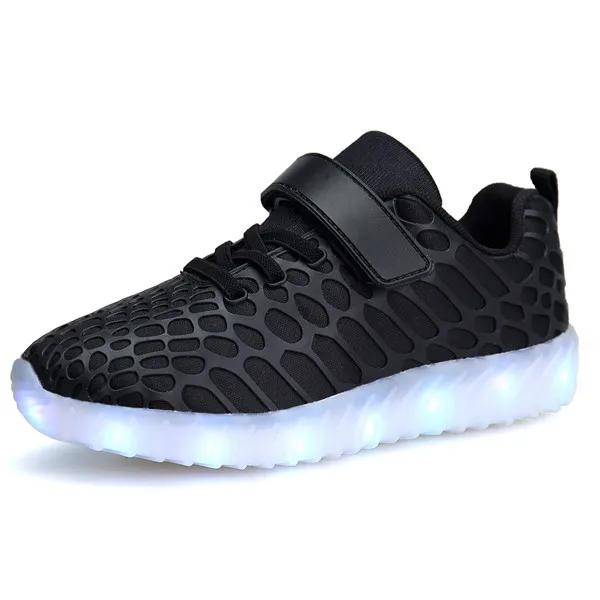 YPYUNA 28-37 USB Charger Glowing Shoes Led Children Lighting Sneaker Boys Girls illuminated Luminous white pink black | Детская одежда