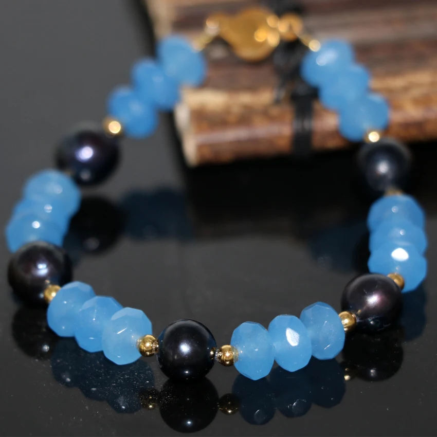 Натуральный черный жемчуг 8 9 мм синий камень джаспер abacus 5*8 бисера оригинальный