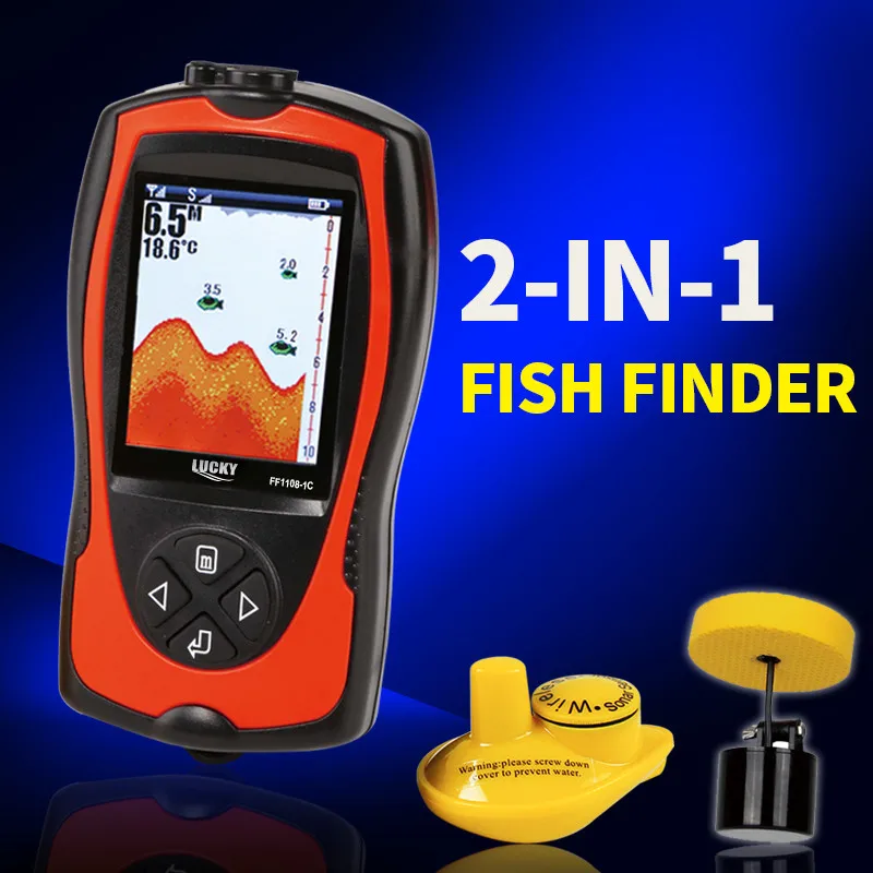 Счастливая Портативный fish finder FF1108 1C эхолот 2 в 1 Беспроводной и проводной сонарный