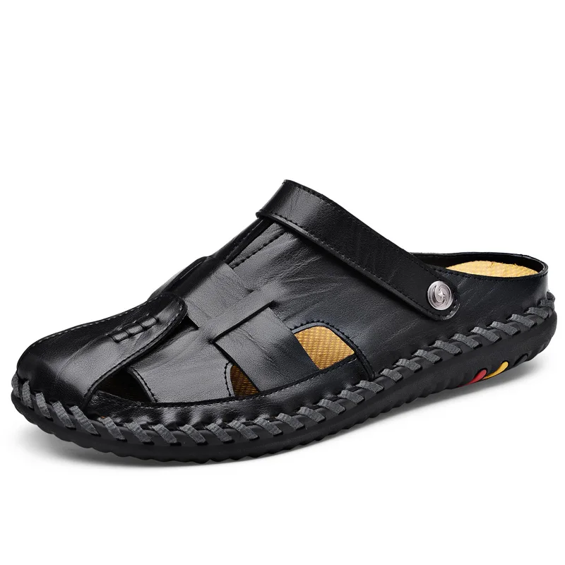 GNORNIL/Брендовые мужские сандалии кожаная Летняя мужская обувь 2018