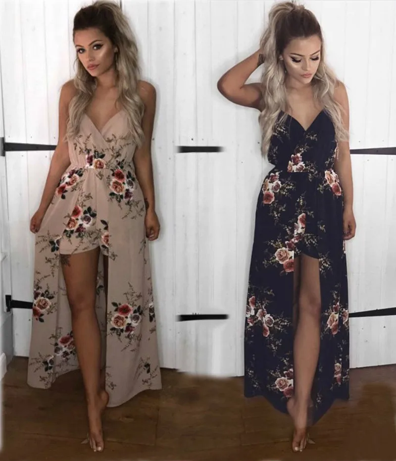 Boho Сексуальный Летний комбинезон без бретелек с цветочным принтом Комбинезон шорты размера плюс комбинезоны для женщин макси-комбинезоны пляжные боди S-3XL