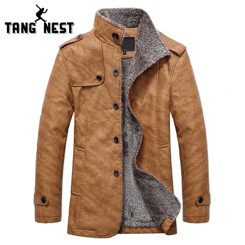 TANGNEST мужские куртки и пальто из искусственной кожи Новое поступление зимние
