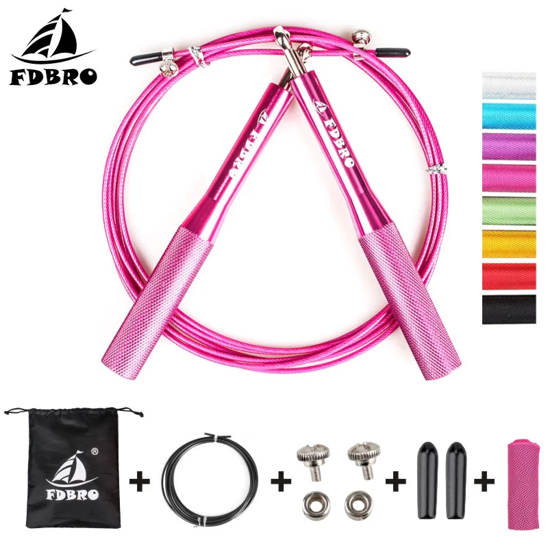 Регулируемая Скакалка FDBRO скоростная для кроссфита тренировок в тренажерном