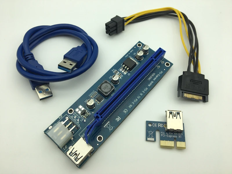 Переходная карта VER006C PCI Express PCIE E Riser 006C 6Pin 1x к 16x удлинитель USB 3 0 кабель SATA IDE для