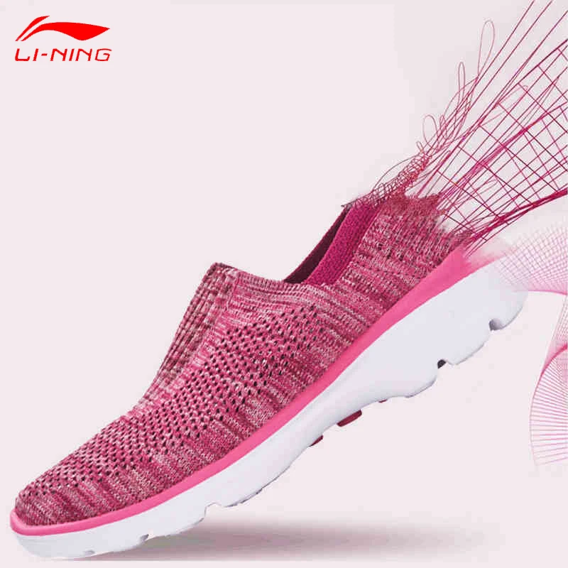 Распродажа) Li-Ning Женская легкая прогулочная обувь, текстильные дышащие кроссовки, светильник, спортивная обувь с подкладкой для фитнеса, AGCM112-2H