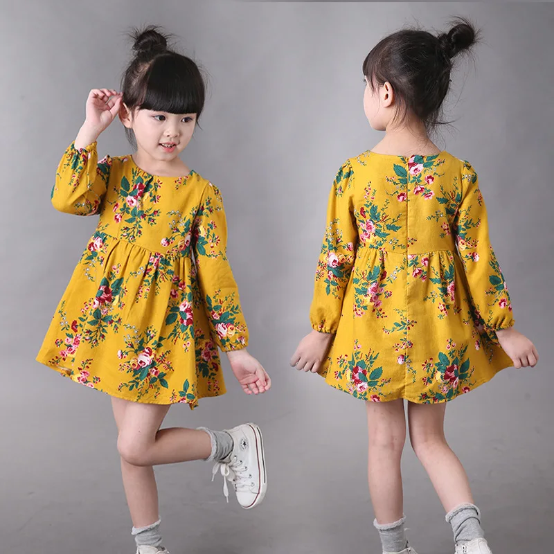 TcYct/платье для девочек 2017 г. Хлопковое платье с длинными рукавами принцессы