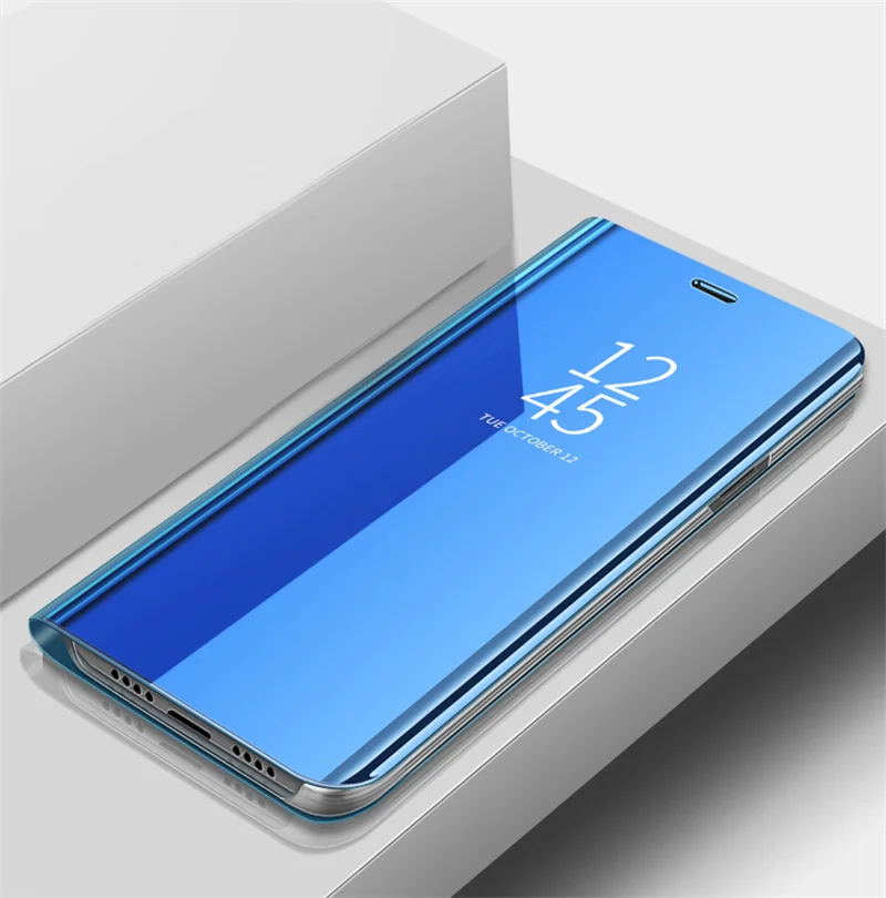 blue Для huawei Y7 чехол Роскошный pu кожаный флип-чехол с зеркалом для huawei Y7 Prime Y 7 Y5 чехол для телефона s Honor 8S 8X Max 10i - Цвет: blue