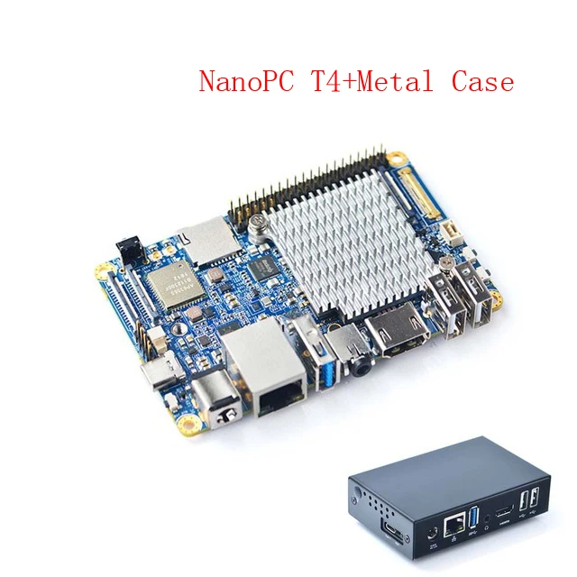 Bundle 2 NanoPC T4 с открытым исходным кодом RK3399 ARM макетная плата DDR3 ОЗУ 4 Гб Гбит/с Ethernet, Поддержка Android 8,1 Ubuntu, AI и глубокого обучения - Color: Bundle 2